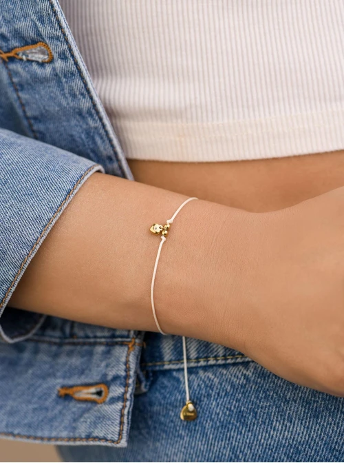 Bransoletka szczęścia, serduszko, stal pozłacana S109084Z12