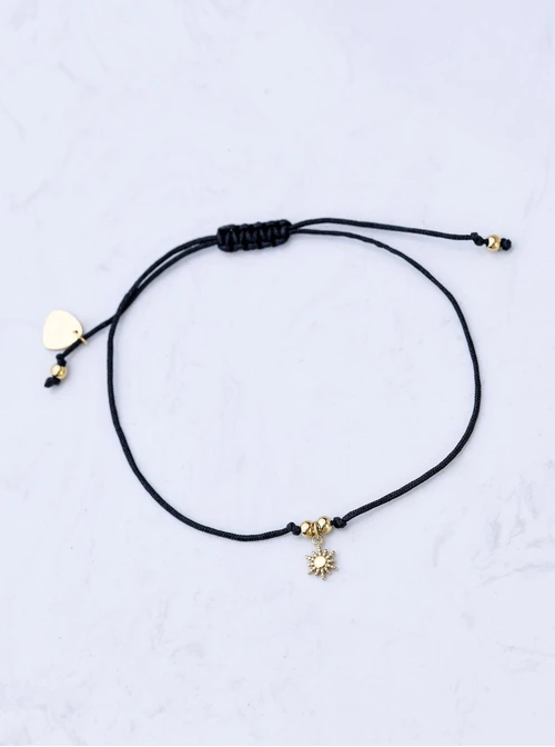 Bransoletka szczęścia, słoneczko, stal pozłacana S109089Z01