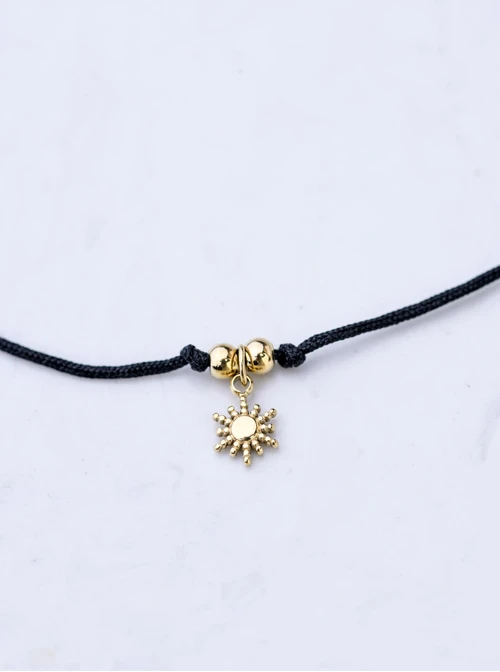 Bransoletka szczęścia, słoneczko, stal pozłacana S109089Z01