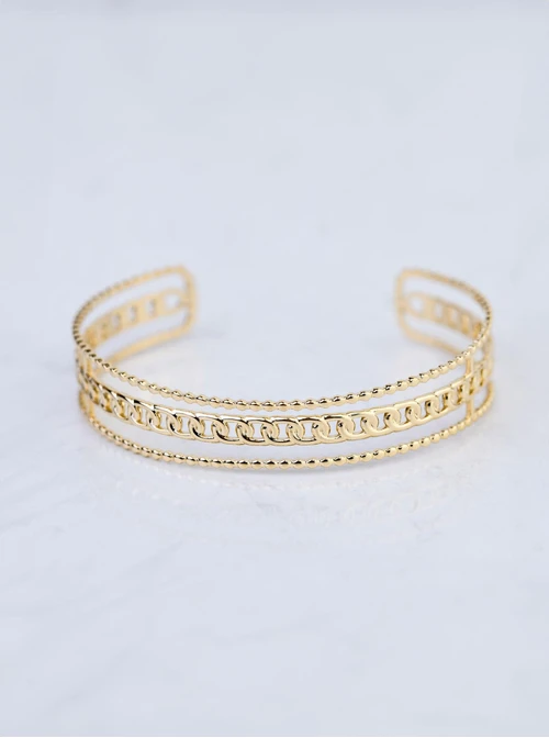 Bransoletka sztywna łańcuch, stal pozłacana S109107Z00