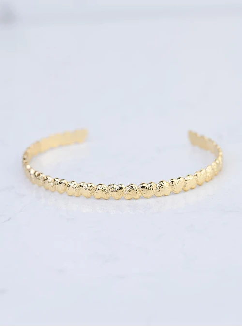 Bransoletka sztywna, serduszka, stal pozłacana S109111Z00