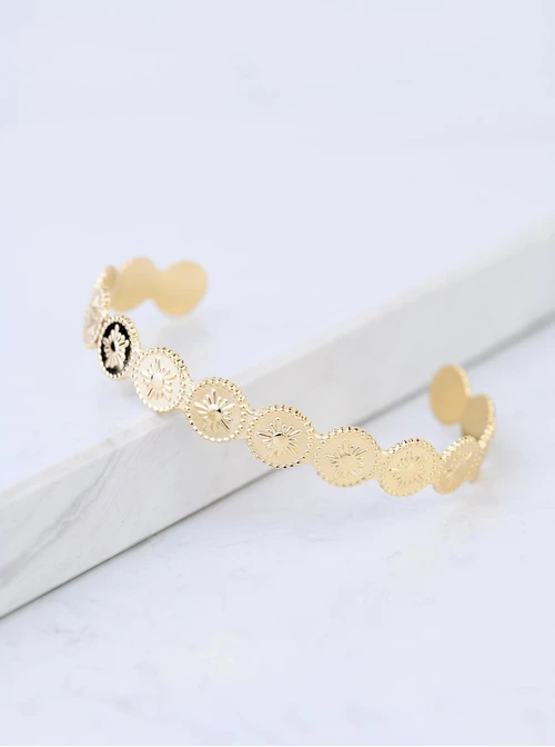 Bransoletka sztywna, słoneczka, stal pozłacana S109110Z00