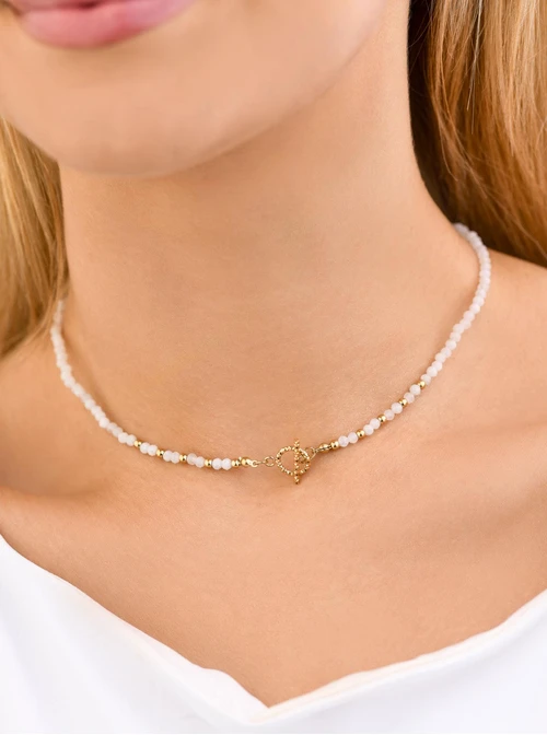 Choker z Kamieniem Księżycowym, stal pozłacana S308688Z00