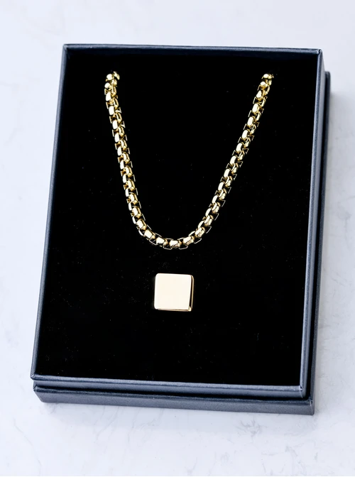 [Zestaw] Naszyjnik męski, łańcuch, stal pozłacana S307970Z00