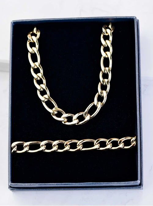 [Zestaw] Naszyjnik męski, łańcuch, złoty S307956Z00