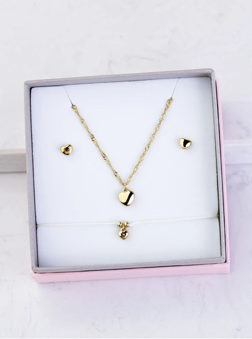 [Zestaw] Naszyjnik długi, serduszko, kolor złoty S303945Z00