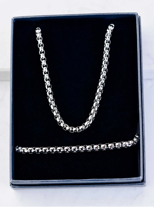 [Zestaw] Naszyjnik męski, łańcuch, stal S307971S00