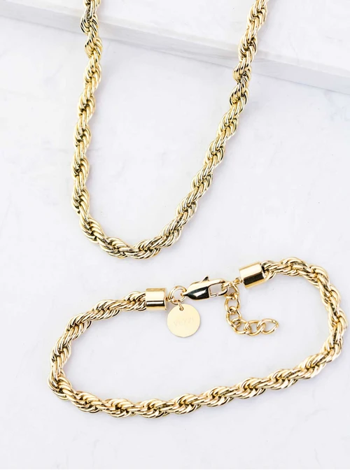 [Zestaw] Naszyjnik męski, Corda, stal pozłacana S307967Z00