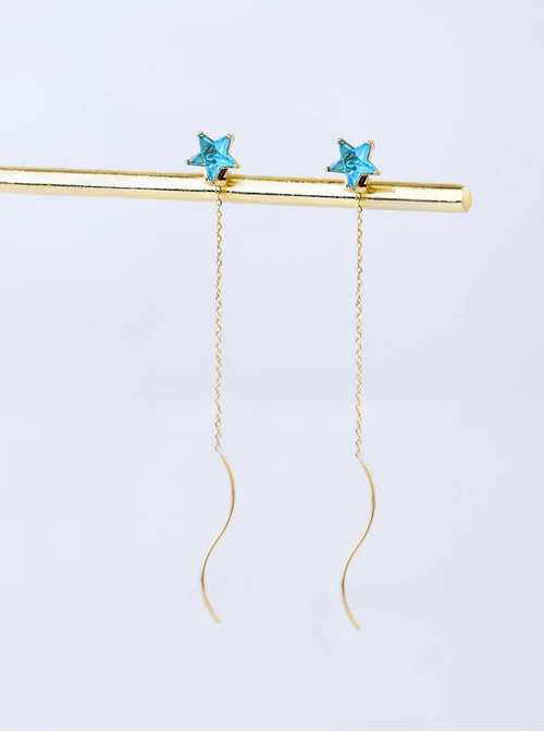 Kolczyki błękitna gwiazdka, stal pozłacana S209333Z00
