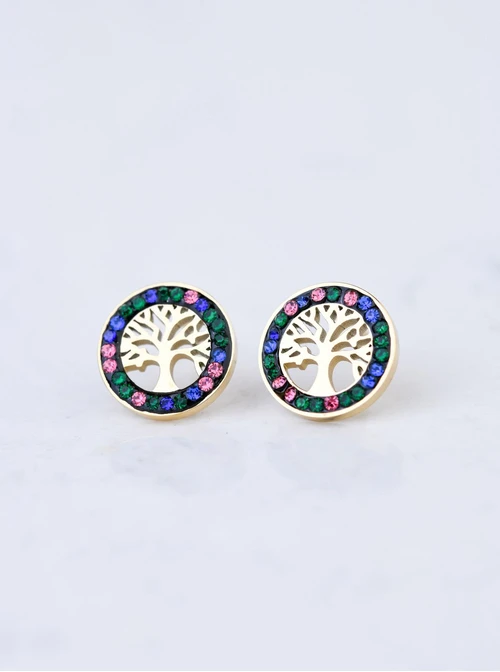 Kolczyki drzewko, stal pozłacana S208429Z07