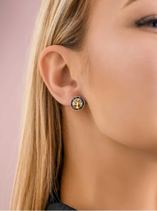 Kolczyki drzewko, stal pozłacana S208429Z07