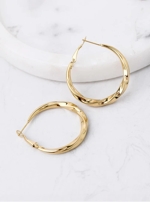 Kolczyki koła skręcone, stal pozłacana S207441Z00