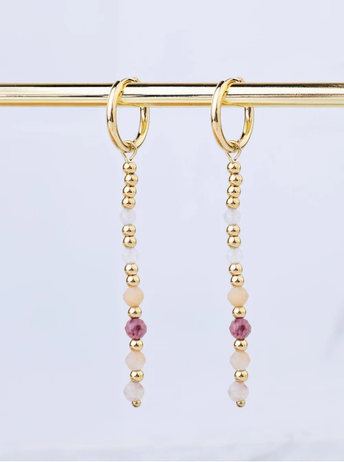 Kolczyki kółeczko, kunzyt, stal pozłacana S208854Z00