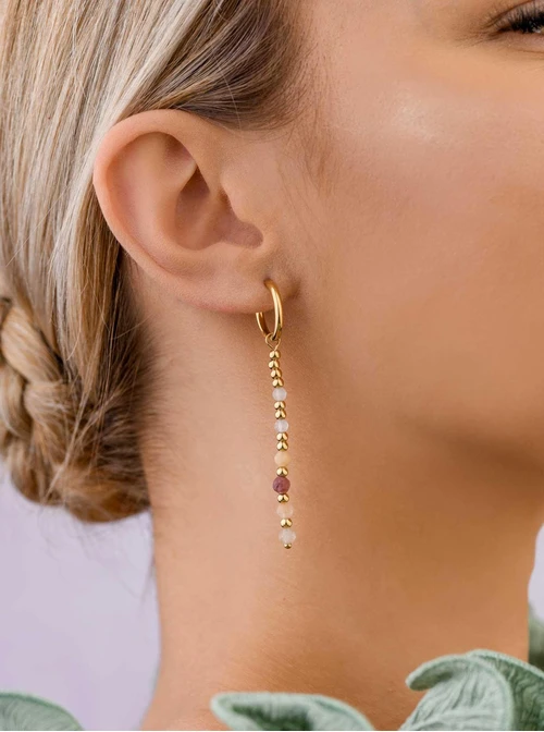 Kolczyki kółeczko, kunzyt, stal pozłacana S208854Z00