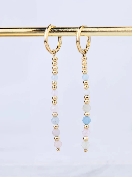 Kolczyki kółeczko, morganit, stal pozłacana S208858Z00