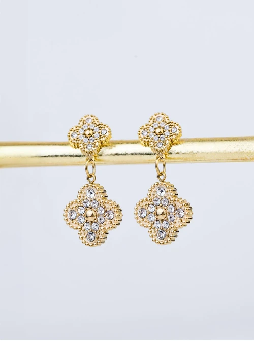 Kolczyki koniczynki z kryształkami S208462Z00