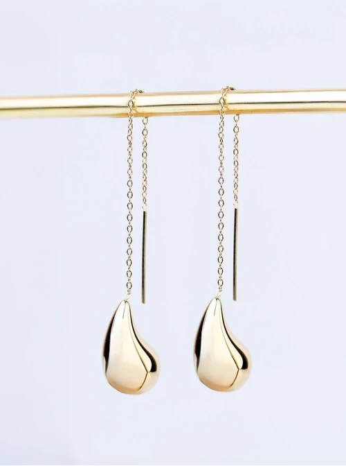 Kolczyki przeciągane, dmuchane kropelki, stal pozłacana S208258Z00
