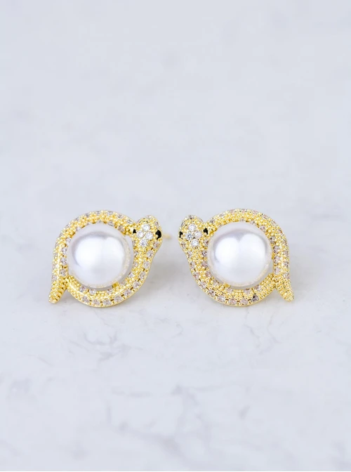 Kolczyki wieczorowe Wąż z perełką B208906P00