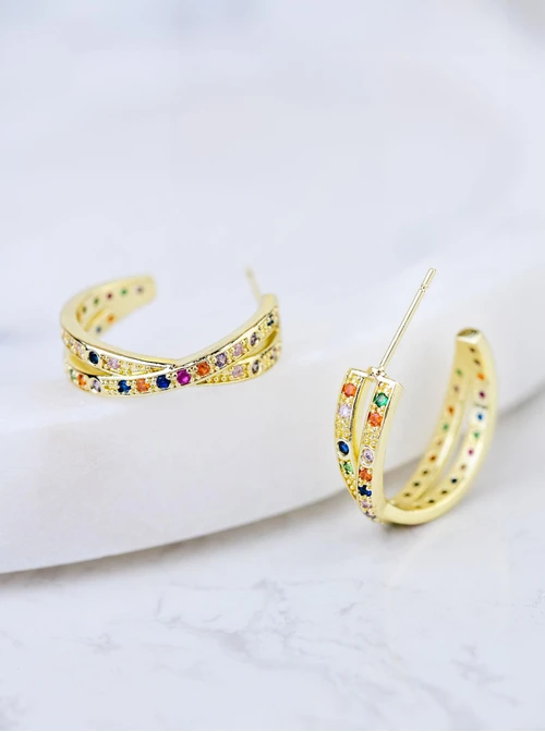 Kolczyki wieczorowe koła z kryształkami B208698P00