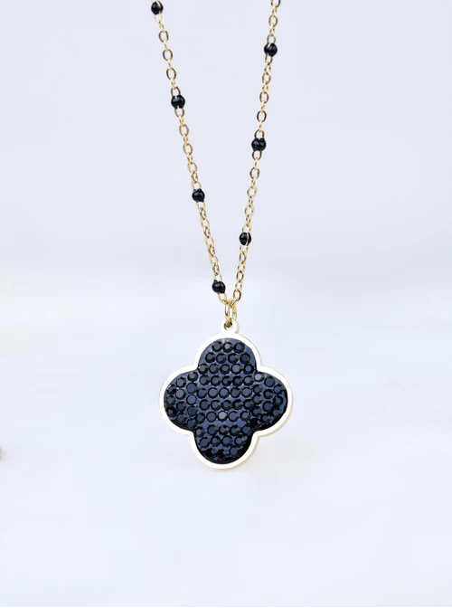 Naszyjnik koniczynka, stal pozłacana S308405Z01