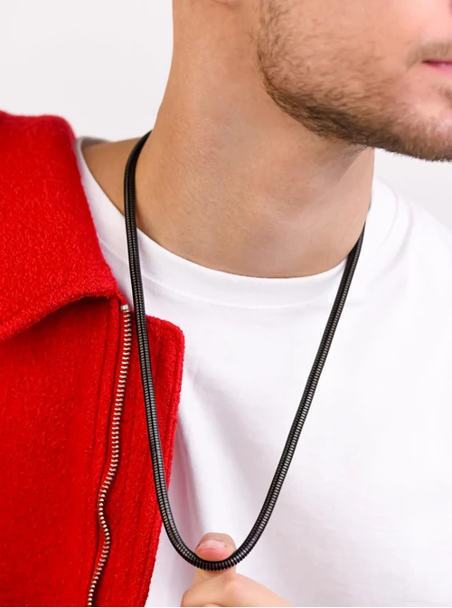 Naszyjnik męski, czarny, stal S307975S01