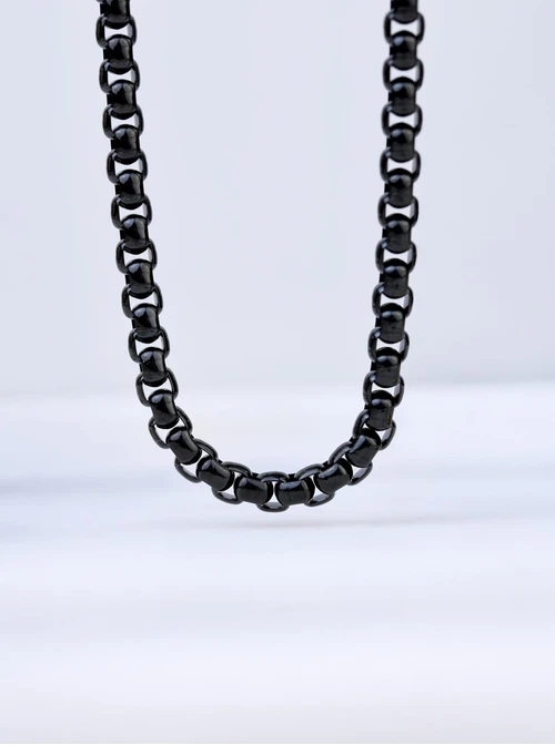 Naszyjnik męski, łańcuch, czarny, stal S307972S01