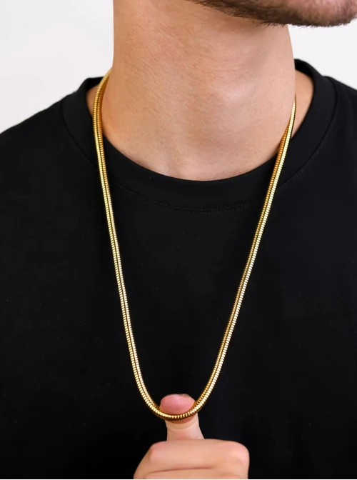 Naszyjnik męski, żmijka, stal pozłacana S307973Z00