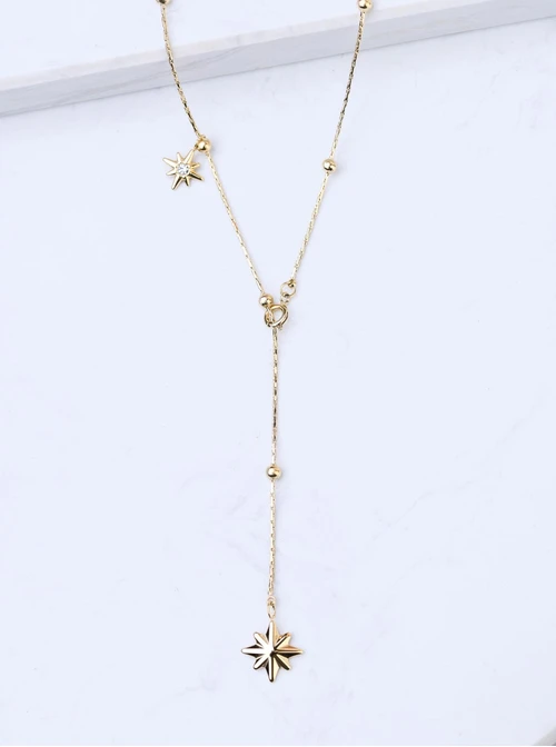 Naszyjnik regulowany Róża Wiatrów, stal pozłacana S306237Z00