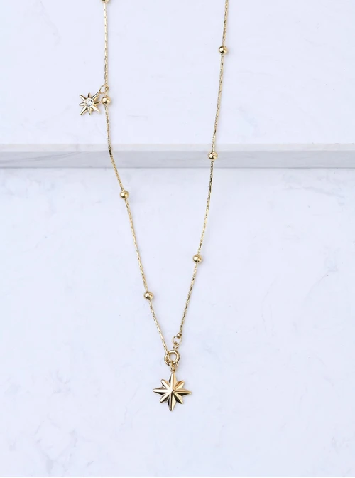 Naszyjnik regulowany Róża Wiatrów, stal pozłacana S306237Z00