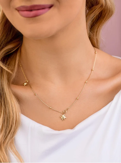 Naszyjnik regulowany Róża Wiatrów, stal pozłacana S306237Z00