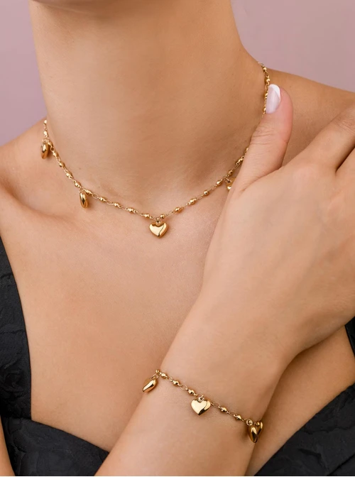 Naszyjnik serduszka, stal pozłacana S308328Z00