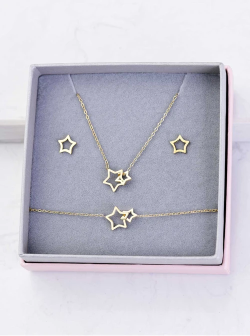 [Zestaw] Naszyjnik połączone gwiazdki, złoty S304733Z00