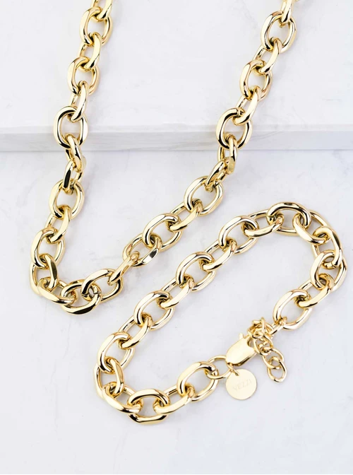 [Zestaw] Naszyjnik męski, łańcuch, złoty S307951Z00