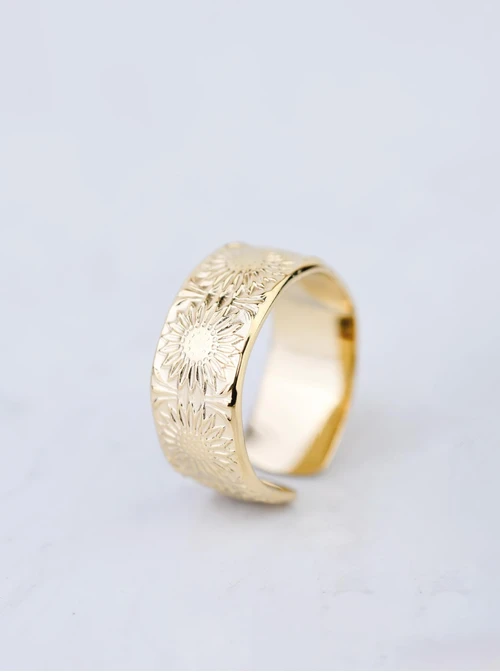 Pierścionek kwiatuszki, stal pozłacana S409141Z00-0