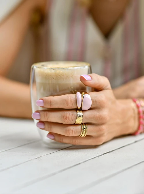 Pierścionek kwiatuszki, stal pozłacana S409141Z00-0