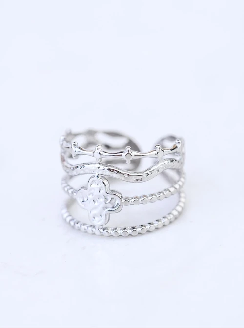 Pierścionek regulowany koniczynka, stal S409139S00-0