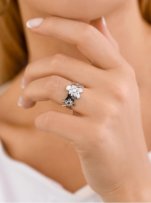 Pierścionek regulowany kwiatuszki, stal S409178S00-0