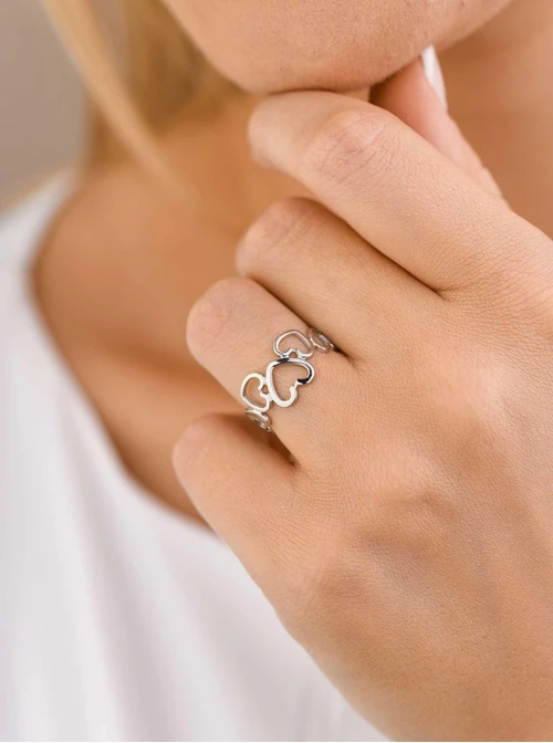 Pierścionek regulowany serduszka, stal S409127S00-0