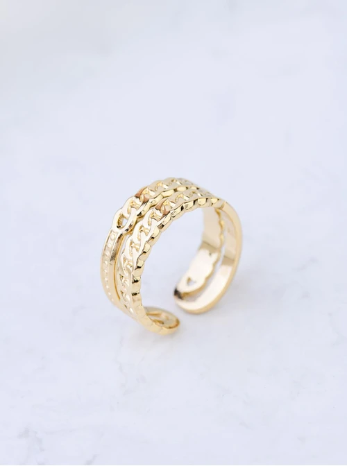 Pierścionek regulowany, stal pozłacana S409155Z00-0