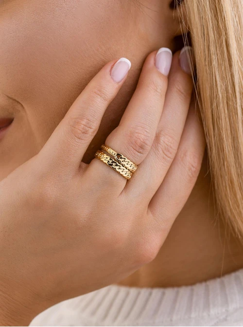 Pierścionek regulowany, stal pozłacana S409155Z00-0