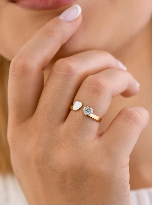 Pierścionek serduszka, stal pozłacana S406530Z00