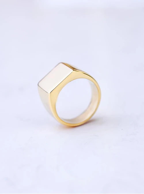 Pierścionek sygnet unisex, stal pozłacana S406519Z00