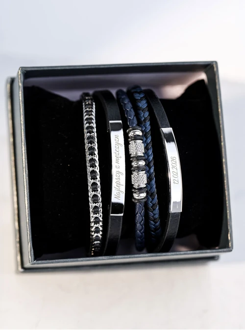 Bransoletka męska, czarny, stal S109304S01