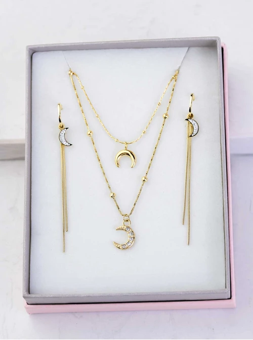 [Zestaw] Naszyjnik podwójny księżyce, złoty S306262Z00