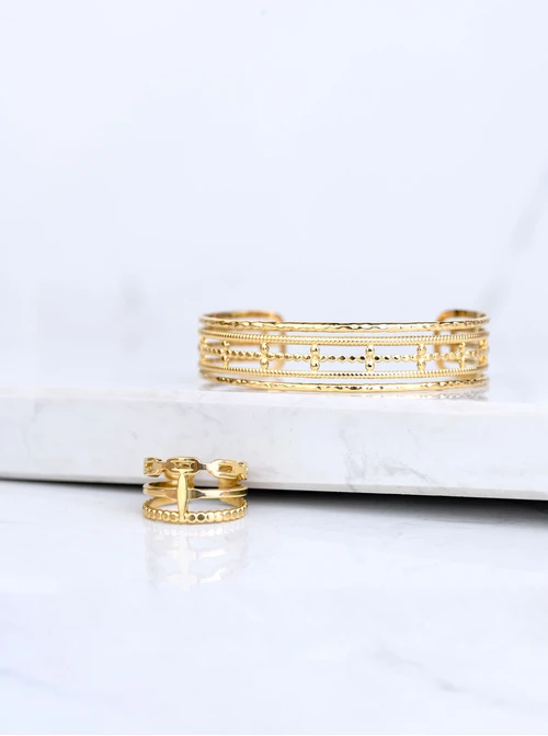 [Zestaw] Bransoletka sztywna, stal pozłacana S109109Z00