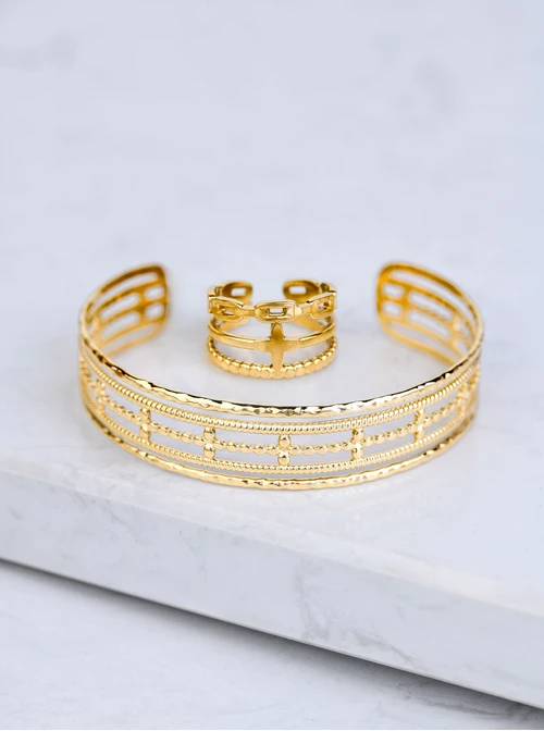 [Zestaw] Bransoletka sztywna, stal pozłacana S109109Z00