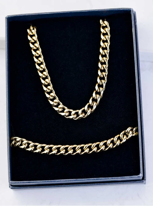 [Zestaw] Naszyjnik męski, łańcuch, złoty S307953Z00