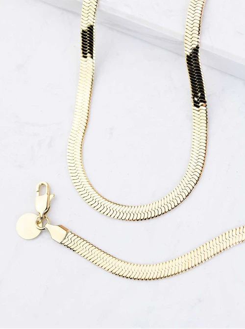 [Zestaw] Naszyjnik męski, żmijka, stal pozłacana S307964Z00