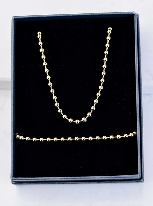 [Zestaw] Naszyjnik męski, kulki, złoty S307958Z00