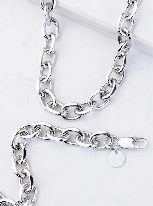 [Zestaw] Bransoletka męska, łańcuch, srebrny S107956S00